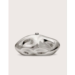 Cult Gaia Caldera Clutch in Shiny Silver New in Box $598 retail